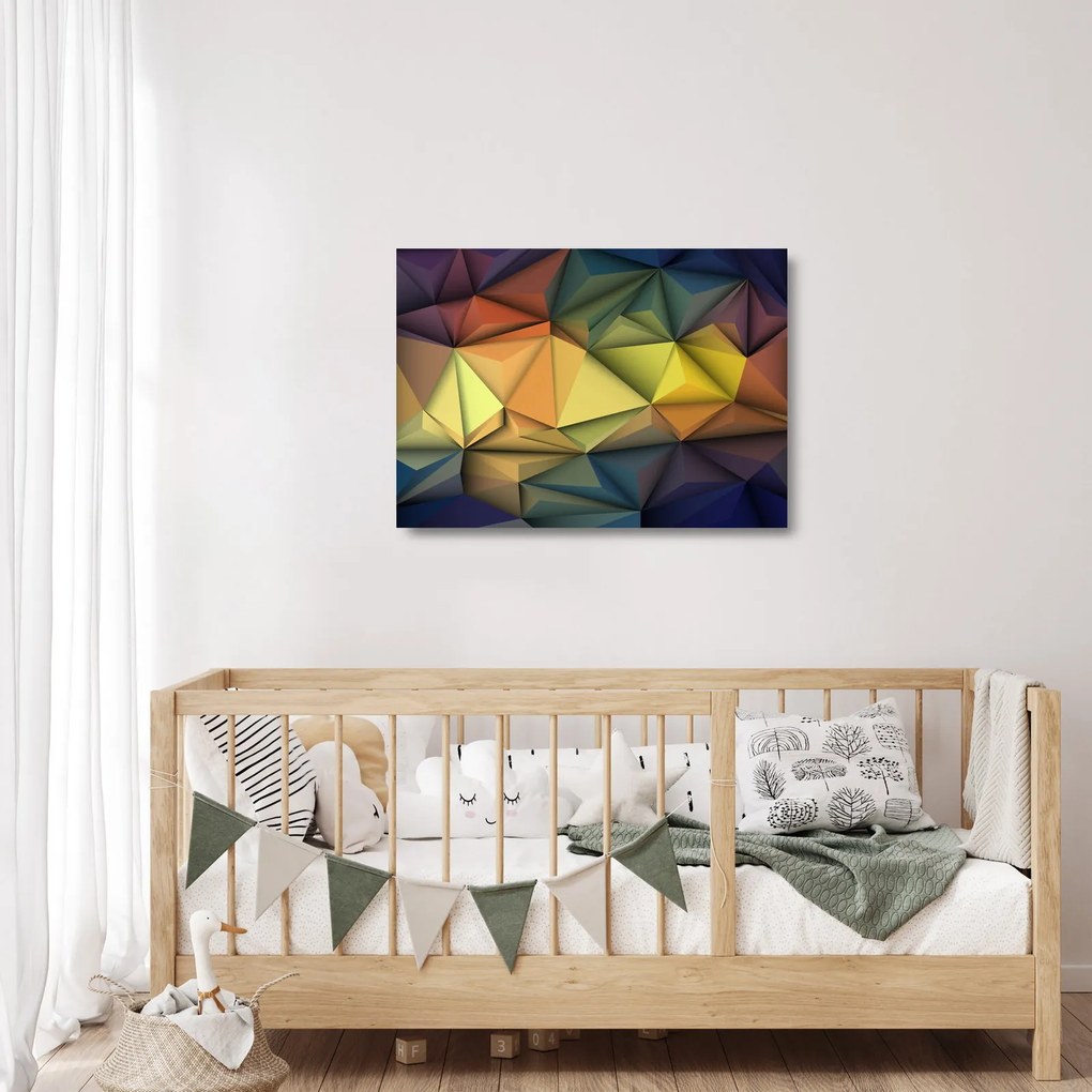 Kép - Sokszögű 3D absztrakció (üvegen) (70x50 cm)