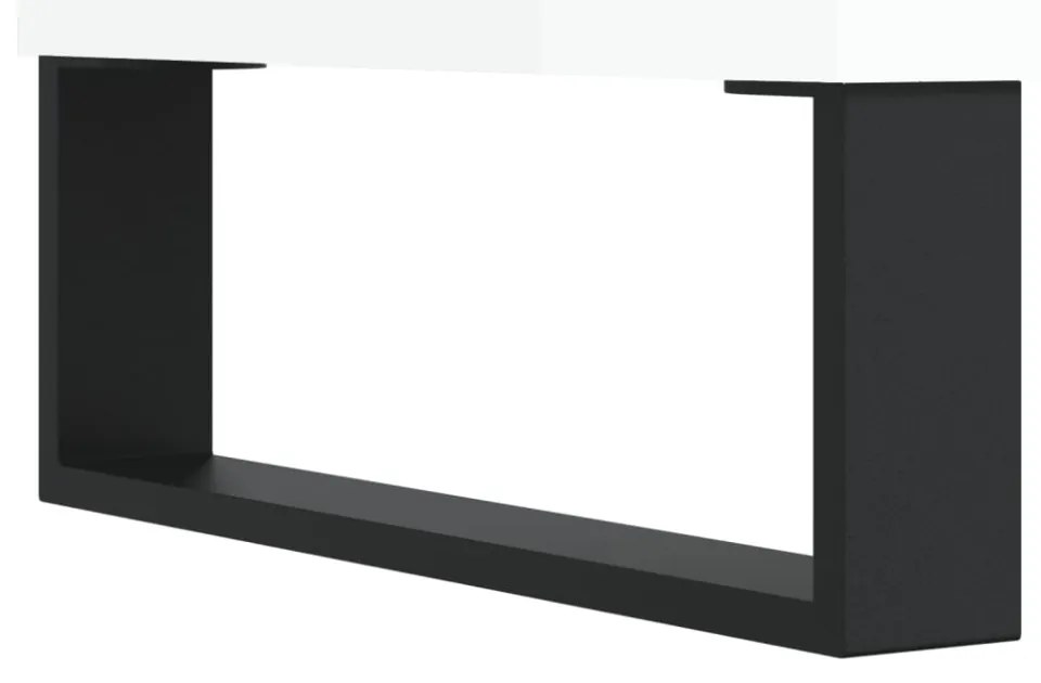 2 db magasfényű fehér szerelt fa éjjeliszekrény 40x30x50 cm