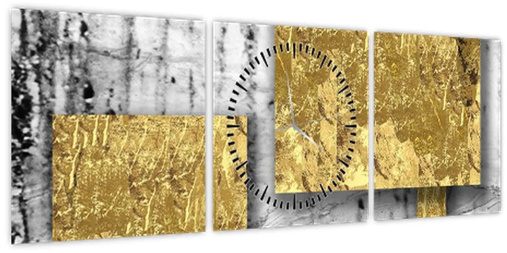 Kép - Arany négyzetek N⁰3 (órával) (90x30 cm)