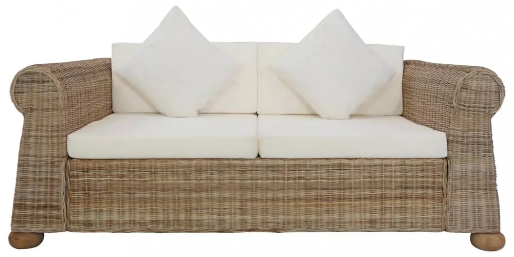2 személyes természetes rattan kanapé párnákkal