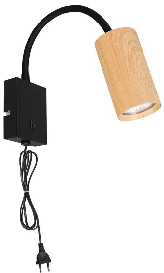 Brilagi - Állítható fali lámpa SELE 1xGU10/30W/230V fekete/tölgy dekor