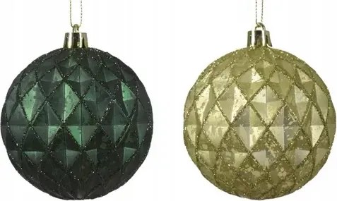 Karácsonyfadísz kerek zöld csillámokkal 8cm