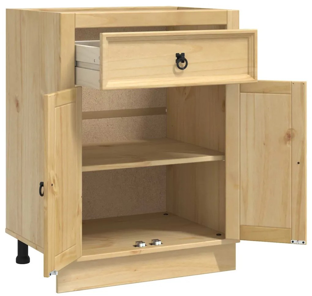 Cabinet fiókkal polcokkal Méz 60 x 46 x 81,5 cm Tömör fenyőfa