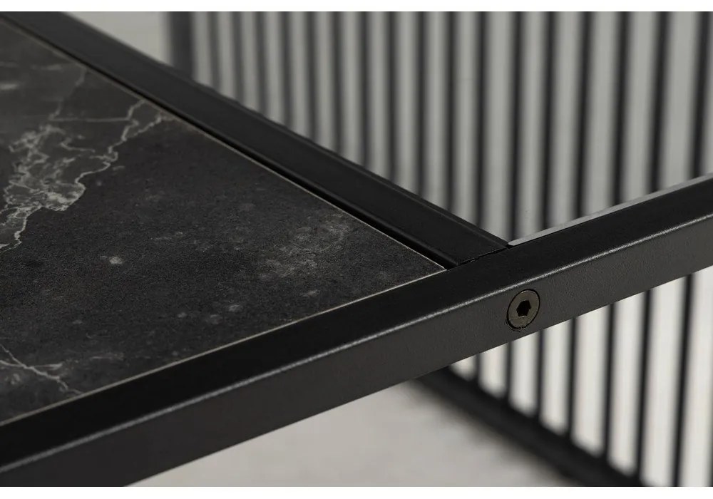 Fekete dohányzóasztal üveg asztallappal 80x80 cm Strington – Actona