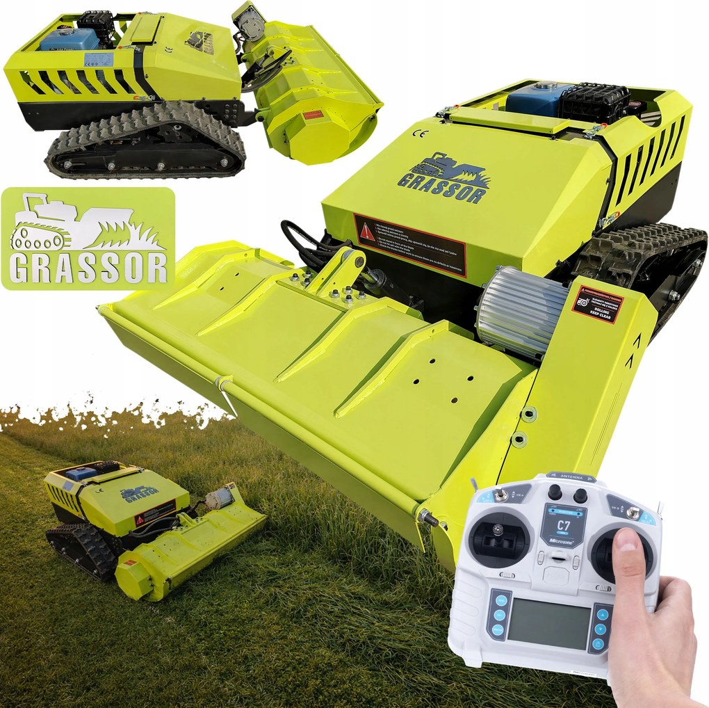 Mezőgazdasági Fűnyíró Habverő Mulcsozó 100 CM Hibrid Lánctalpas Távirányító