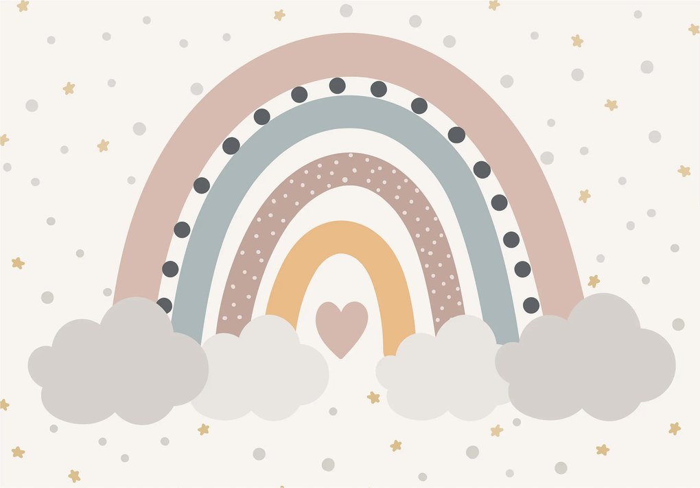 Fotótapéta flizelina Felhők Csillagok Szivárvány a gyerekszobába 520x318 +ragasztó