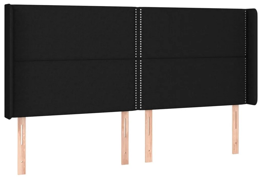 fekete szövet LED-es fejtámla 183x16x118/128 cm