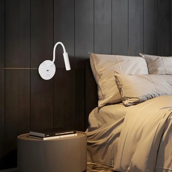 Brilagi - LED Rugalmas fali lámpa USB porttal MAYA LED/3W/230V fehér