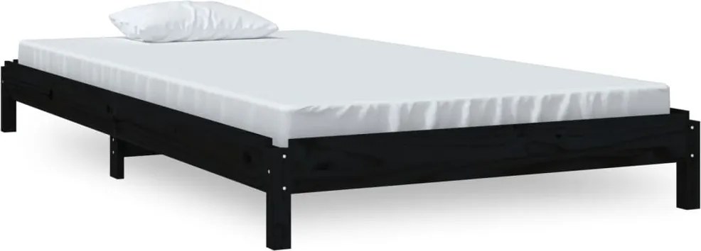 vidaXL fekete tömör fenyőfa egymásra rakható ágy 90x200 cm
