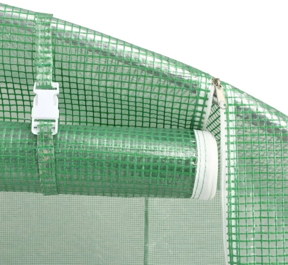 zöld acélvázas melegház 24 m² 6 x 4 x 2 m