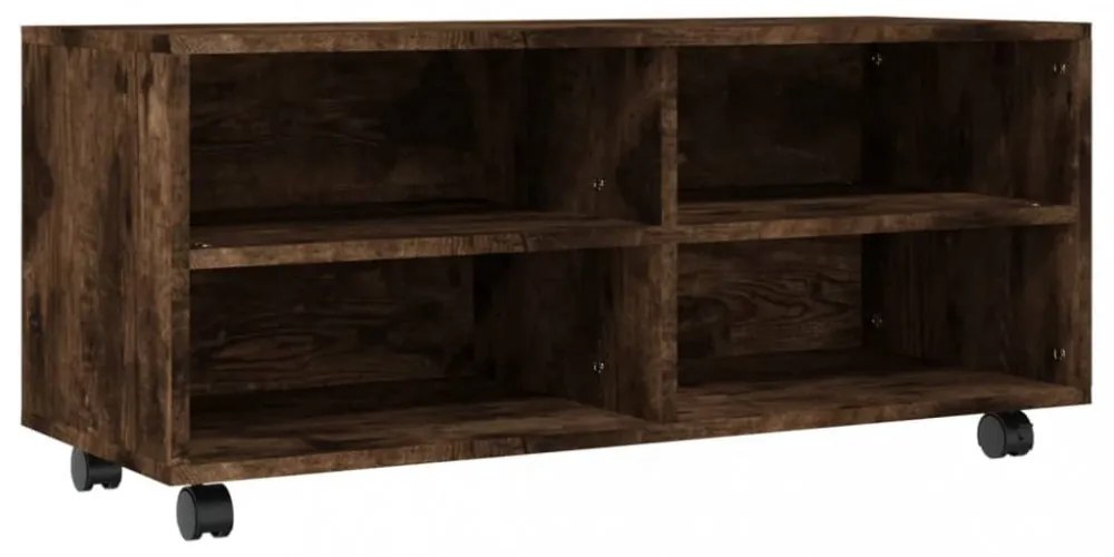 füstös tölgy színű szerelt fa TV-szekrény görgőkkel 90x35x35 cm