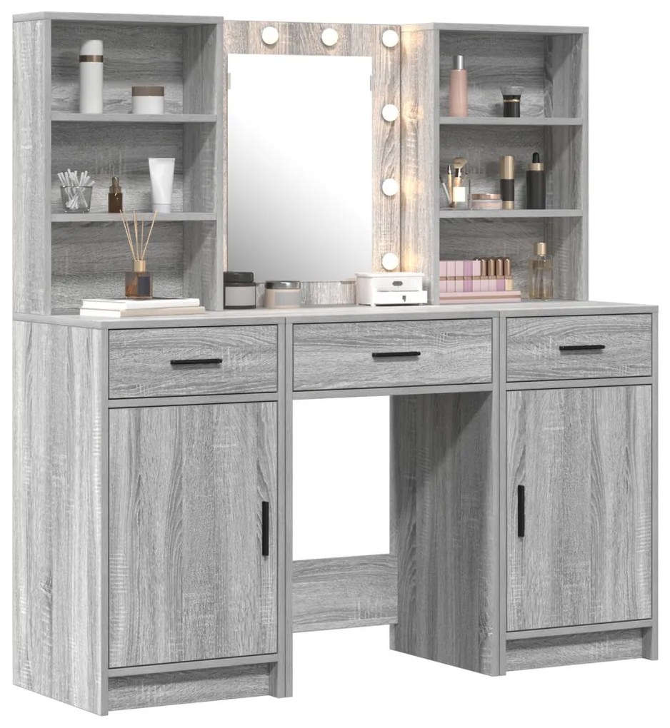 Sminkasztal Készlet 3 pcs Szürke sonoma 50 x 41 x 135 cm
