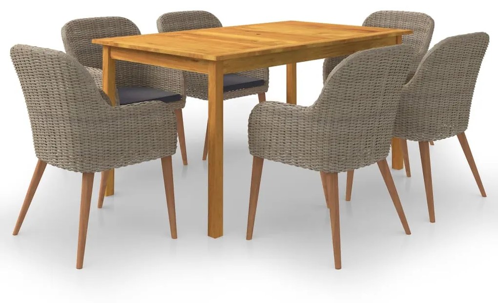 vidaXL 7 részes barna kerti étkezőgarnitúra