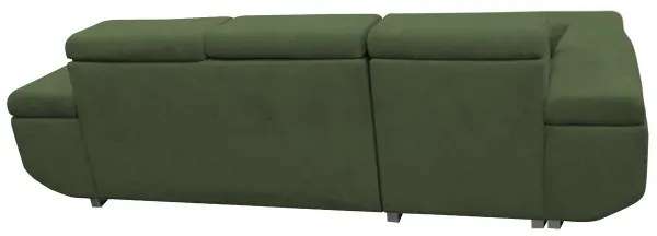 CASTELO L-alakú, ággyá nyitható sarokülőgarnitúra tárolóval, balos kivitel, zöld