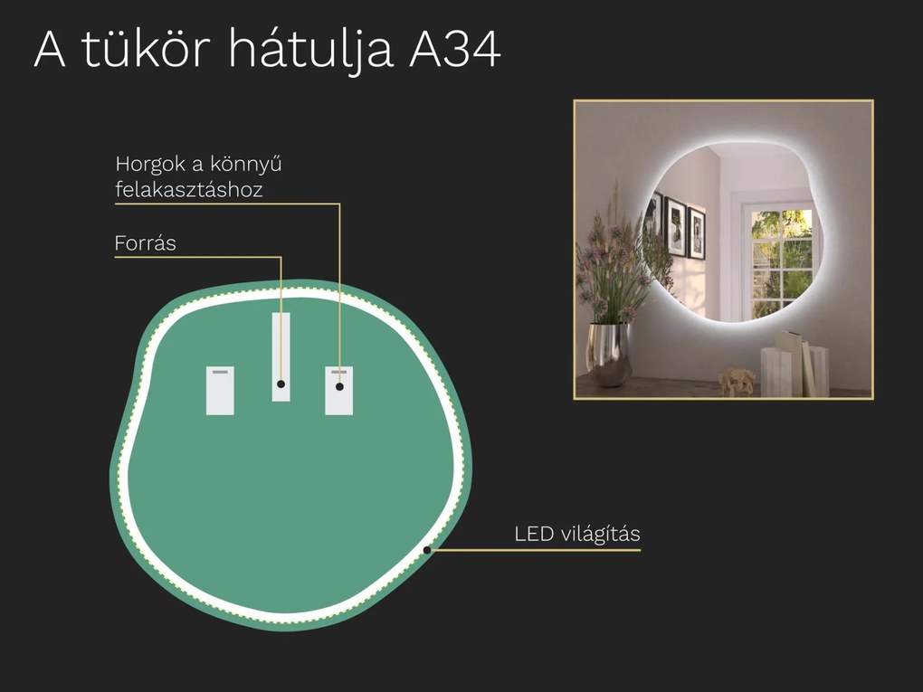 Organikus tükör LED világítással A34