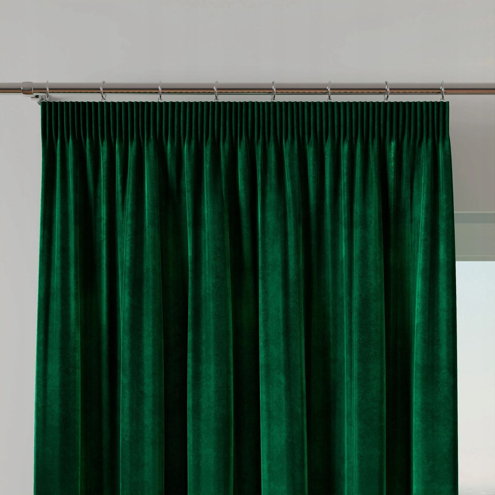 Velvi Szalagfüggöny 140x240cm, sötétzöld; üveges