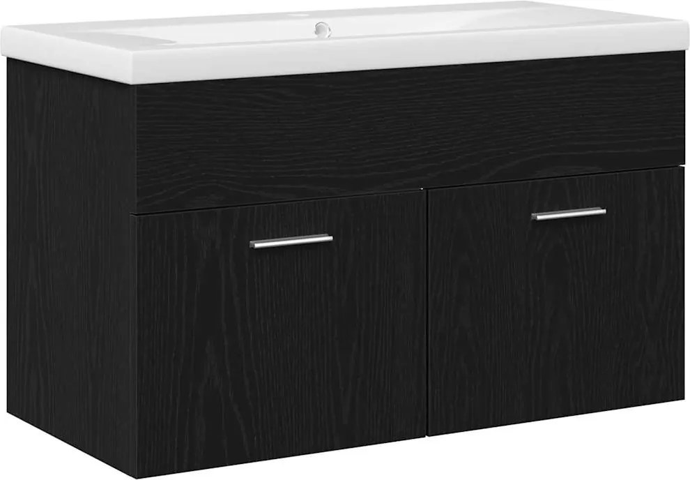 vidaXL Fürdőszoba Székény Fekete tölgy 80 x 38,5 x 46 cm Faanyag