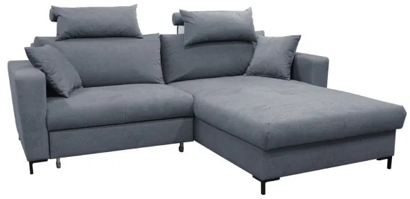 Kinyitható, jobb oldali L-alakú sarokülőgarnitúra HORTA tárolóval, sötét szürke