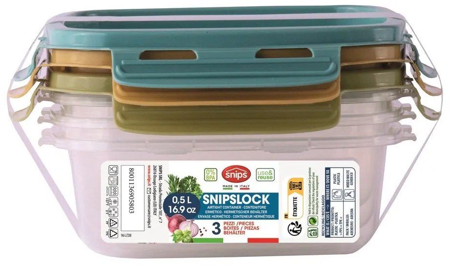 Élelmiszertartó doboz szett 3 db-os Snipslock – Snips
