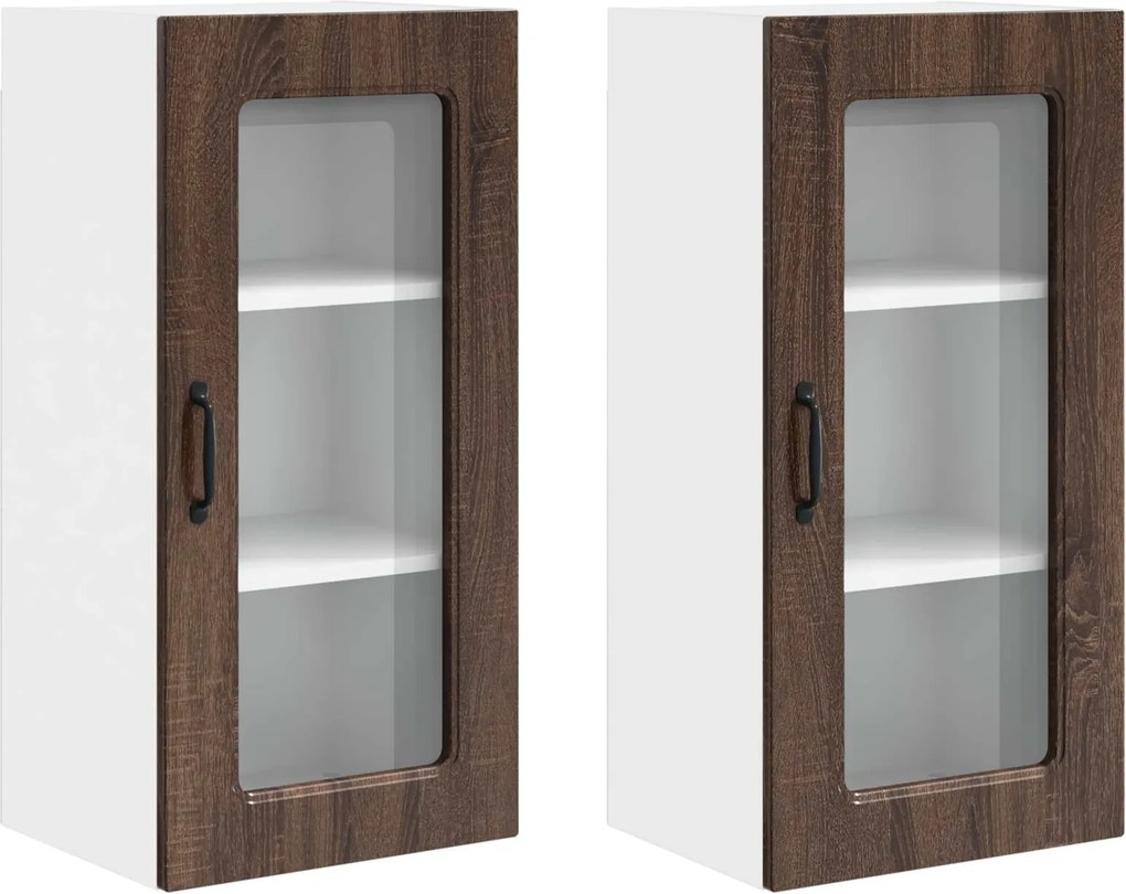 vidaXL Konyhaszekrény Kalmar 2 pcs Barna Tölgy 40 x 31 x 80 cm Faanyag