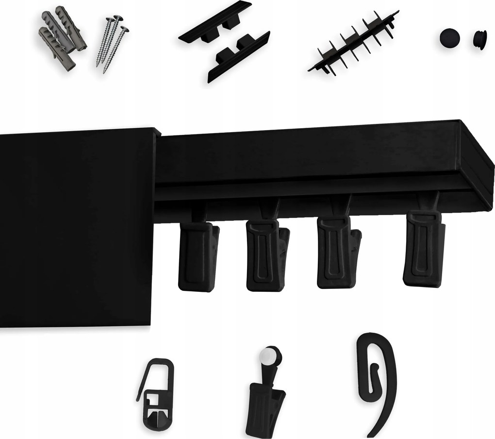 Mennyezeti függönykarnis Fekete 1pályás mennyezeti sín árnyékolóval 9CM 170