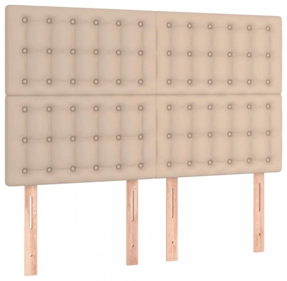 vidaXL cappuccino színű műbőr ágykeret fejtámlával 140x190 cm