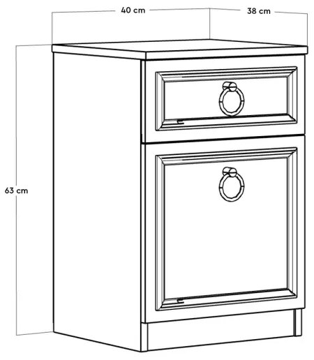 Éjjeliszekrény 63x40 cm fehér