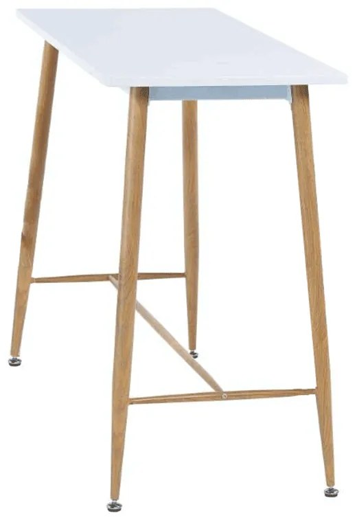 Bárasztal, fehér/bükk, MDF/fém, 110x50 cm, DORTON