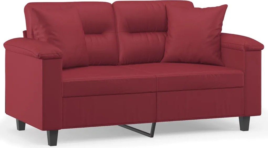 vidaXL 2 személyes bordó műbőr kanapé díszpárnákkal 120 cm