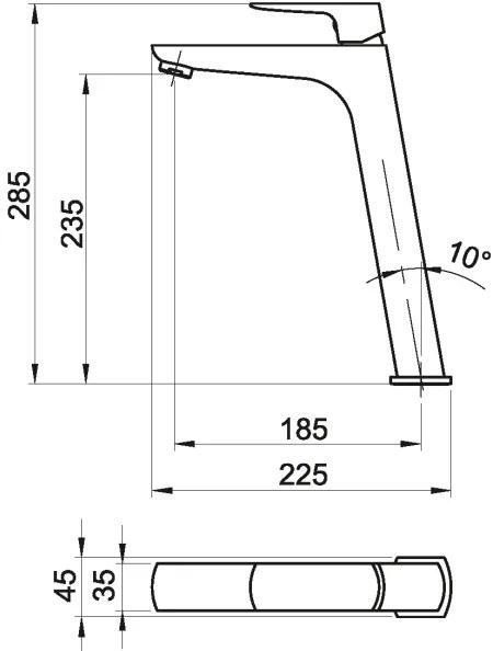 Novaservis - Mosdócsap NOBLESS EGO 28,5 cm fényezett króm