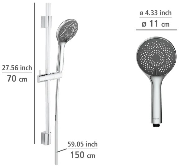 WENKO 25452100 - Zuhanykészlet WATERSAVING SYSTEM 70 cm-es, ezüstszínű