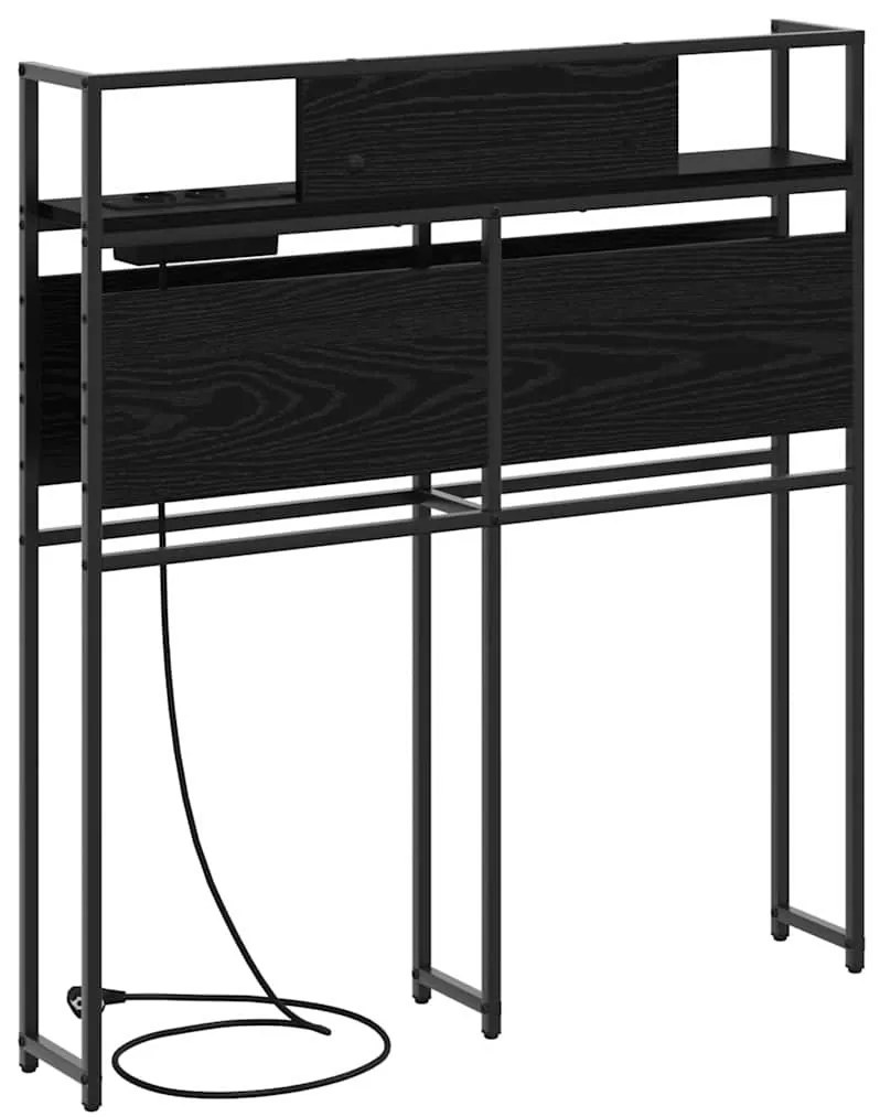 Tároló fejtámla polcokkal fejtámlával Musta tammi 90 cm Faanyag