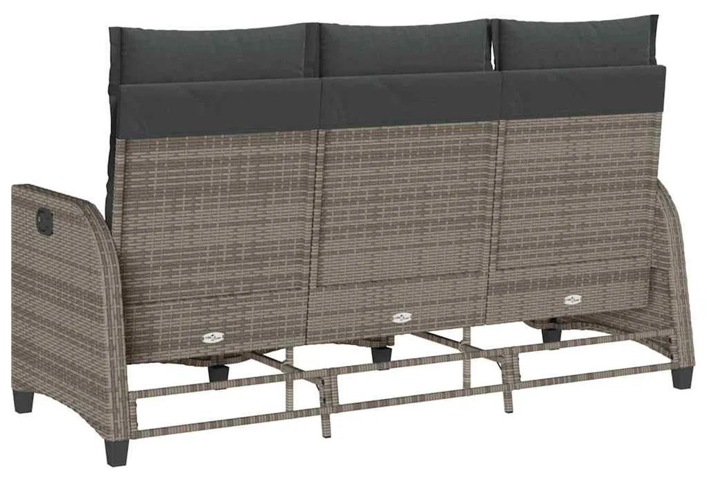 L-alakú szürke polyrattan fekvő kerti kanapé párnákkal