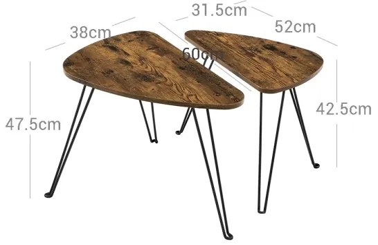 2 db ELDUR kisasztal szett, barna/fekete