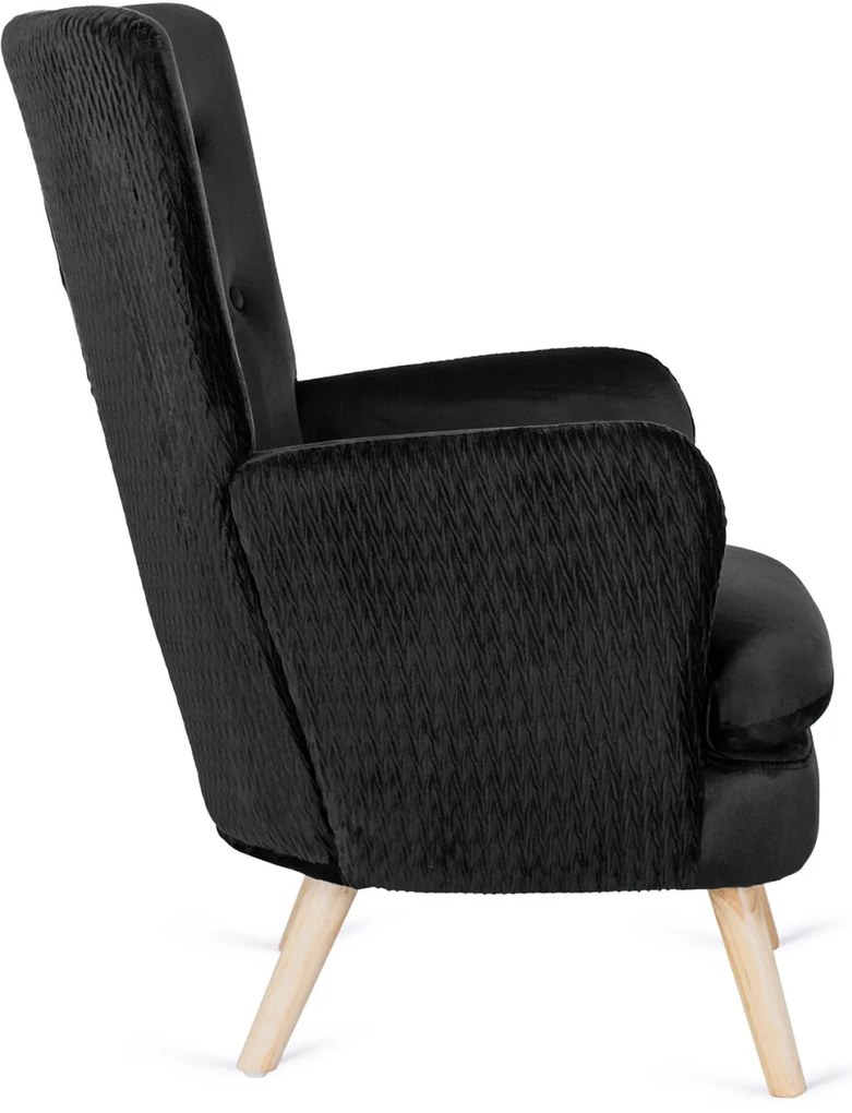 Füles Fotel Fekete Bársony Kárpittal. SANTOS