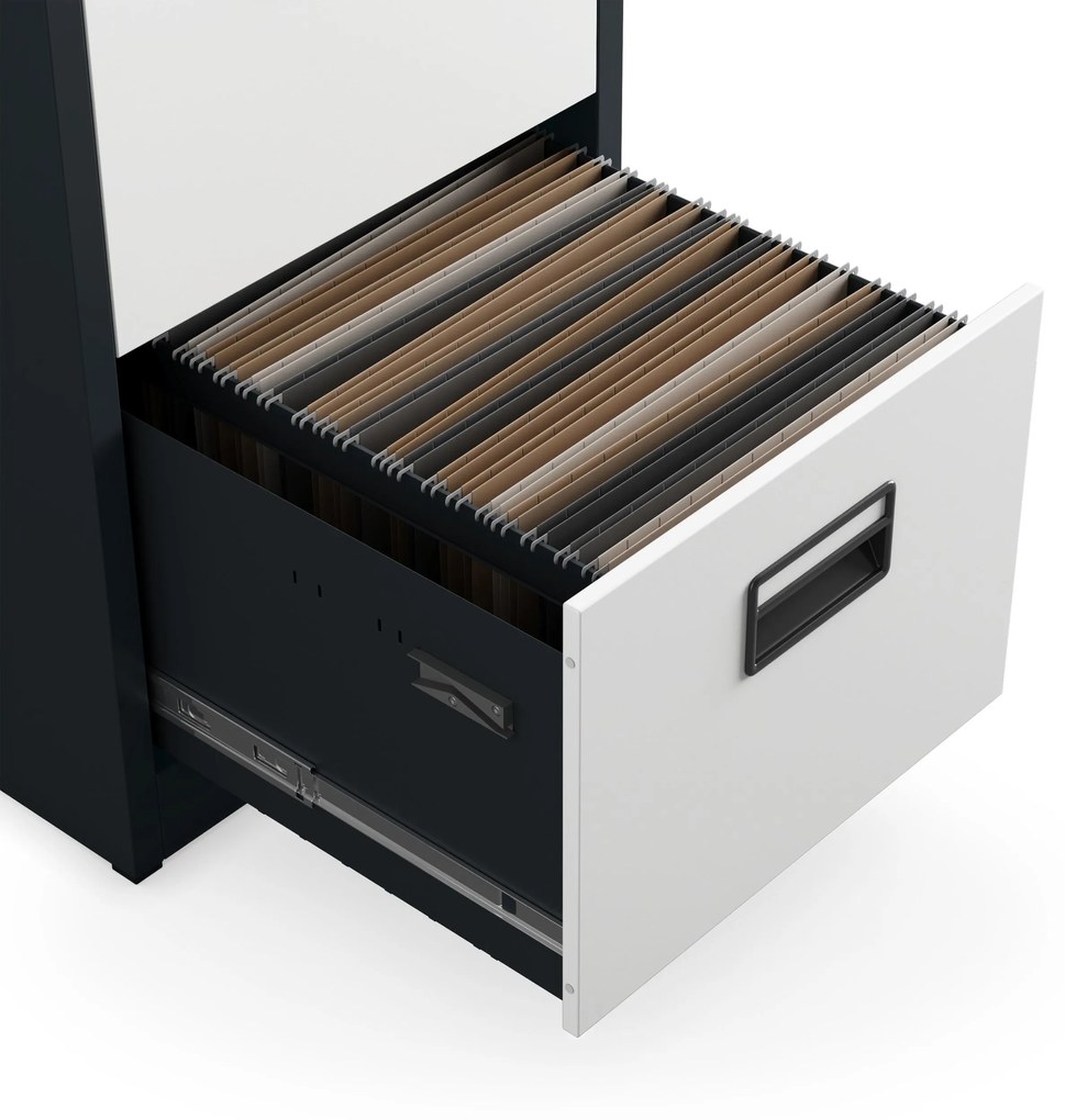 Fém irattartó szekrény, 5 fiókos SARA V5, 460 x 1625.5 x 620 mm, antracit-fehér