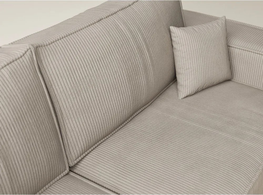 Bézs kordbársony kinyitható-tárolóhelyes sarokkanapé (bal oldali-L alakú) Tonga – Maison de Rêve