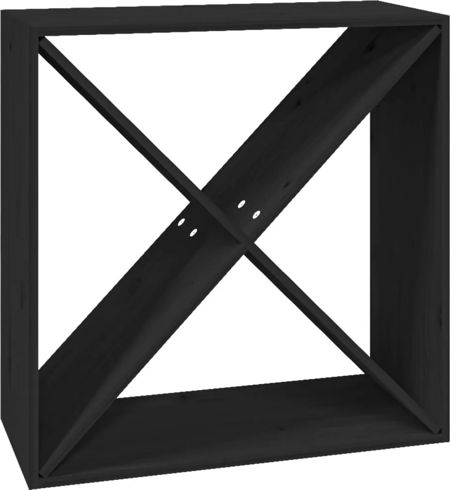 vidaXL fekete tömör fenyőfa borszekrény 62x25x62 cm