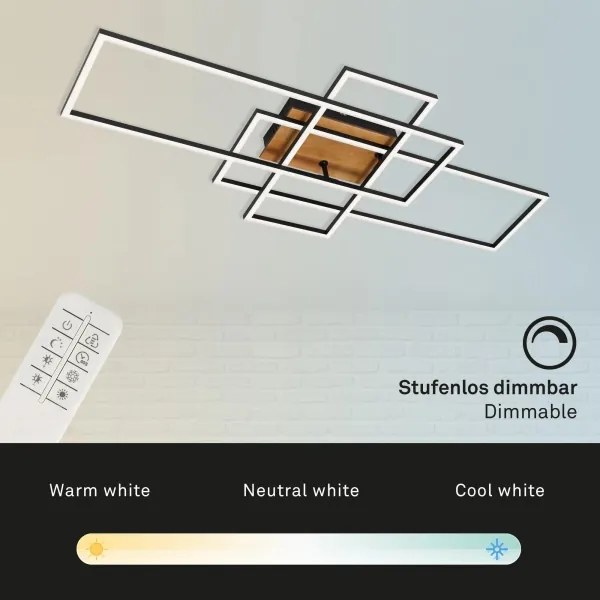 Brilo - LED Dimmelhető felületre szerelhető csillár  FRAME LED/51W/230V fekete/barna + távirányító