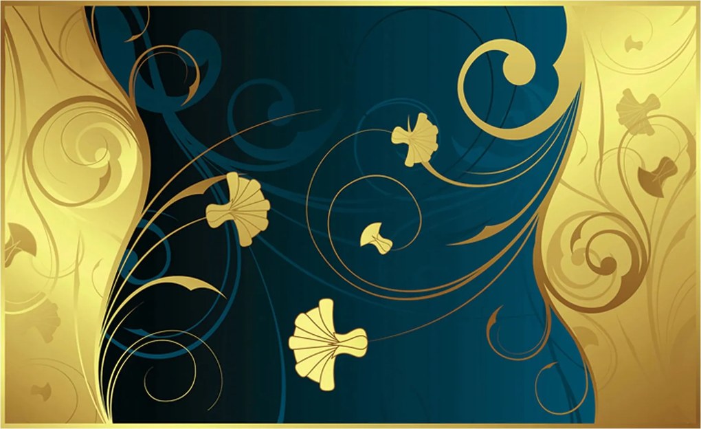 Fotótapéta flizelina Arany Virágok Absztrakt Lila-Arany 416x254 +ragasztó