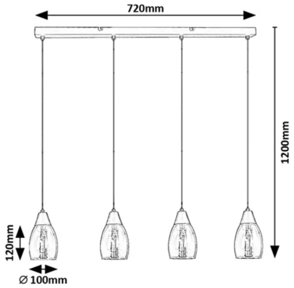 Rabalux 72184 - Csillár zsinóron ILMARI 4xE27/15W/230V