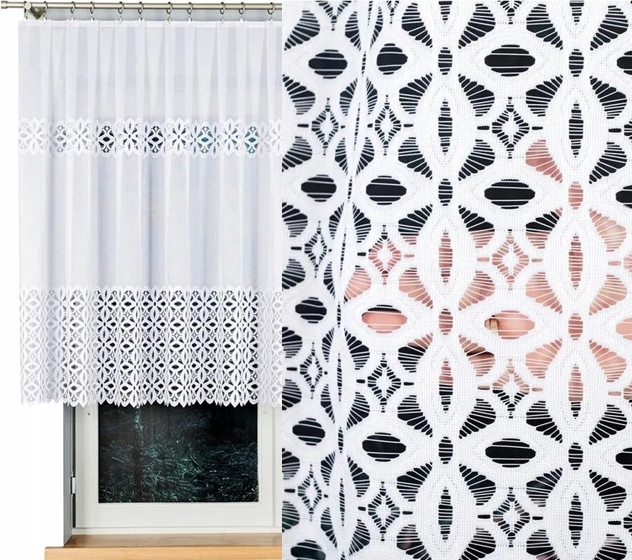 Jacquard függöny Adrianna 300x120cm egyenes virágmintás (kész) szegéllyel