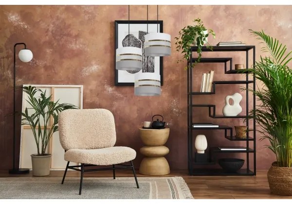 Csillár zsinóron CORAL 3xE27/60W/230V fehér/szürke