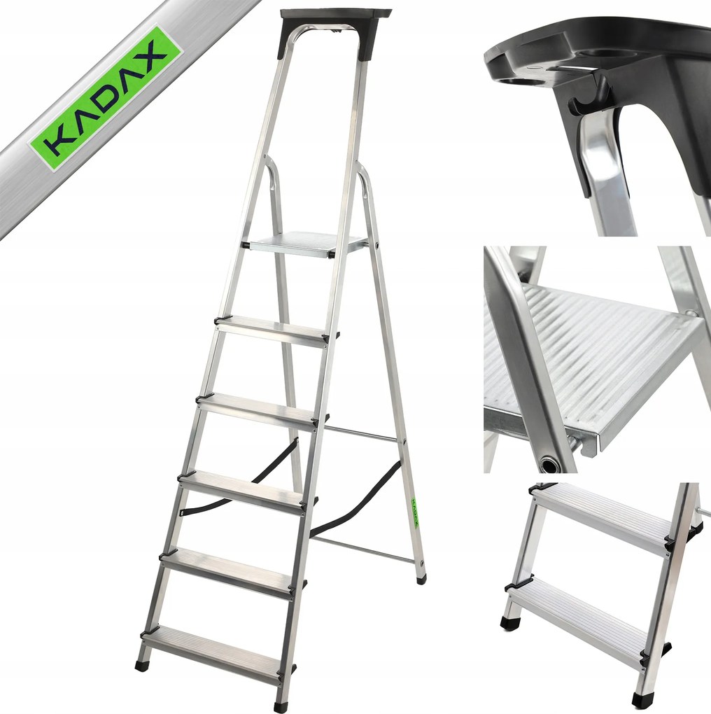 Háztartási Alumínium Létra 6 Fokozatban Összecsukható Polc 125kg Lengyel Termék