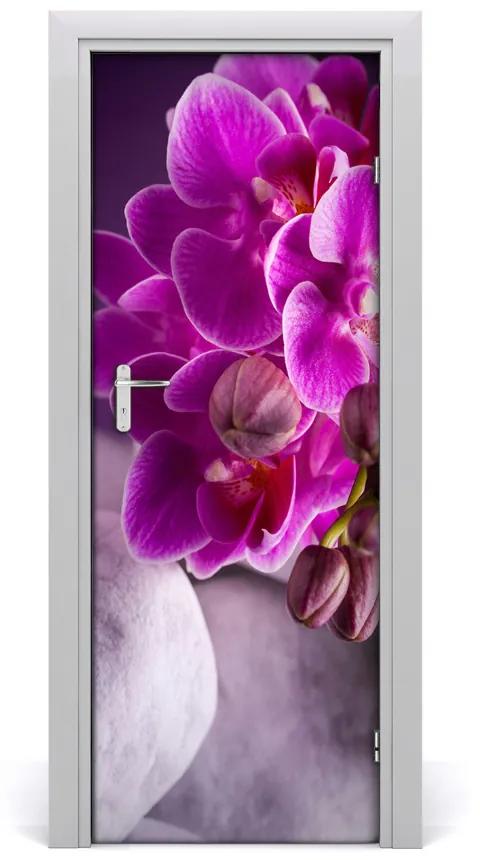 Ajtó tapéta rózsaszín orchidea 95x205 cm