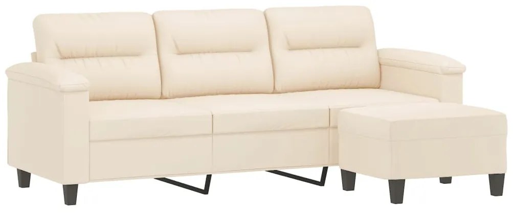 3 személyes bézs szövet kanapé lábtartóval 180 cm