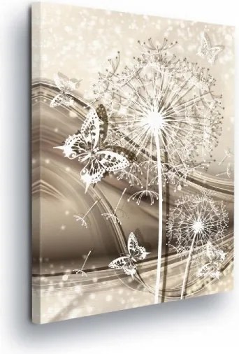 Vászonkép 75x100 Pitypang finomsága pillangók repülése szikrázó könnyedség harmónia