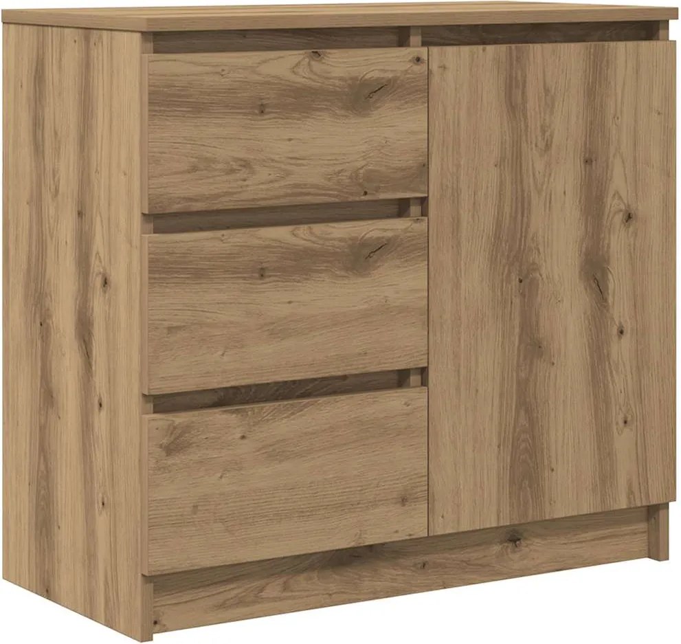vidaXL kézműves tölgy szerelt fa tálalószekrény fiókos 71x35x65 cm