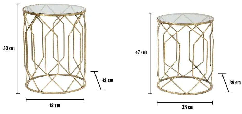 Kerek tárolóasztal szett üveg asztallappal, 2 db-os ø 42 cm Tunisi – Mauro Ferretti