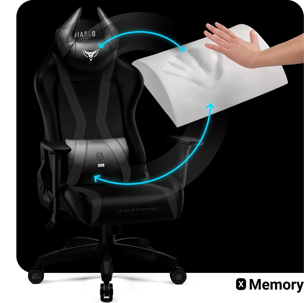 Gamer szék műbőr Normal Size, fekete: Diablo X-Horn 2.0